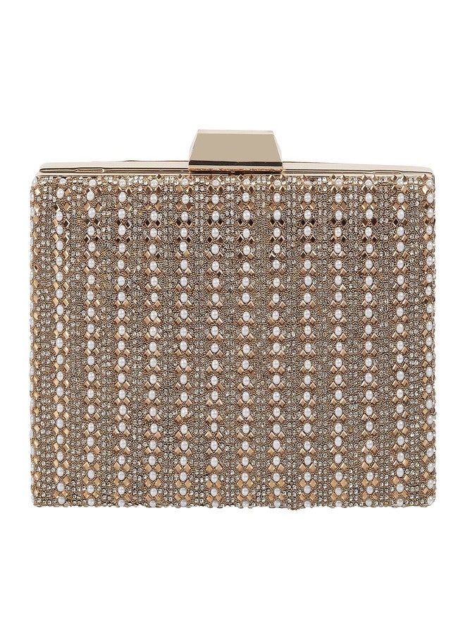 Mochi Womens Synthetic Antic Gold Clutch (One Size) - Image 1
